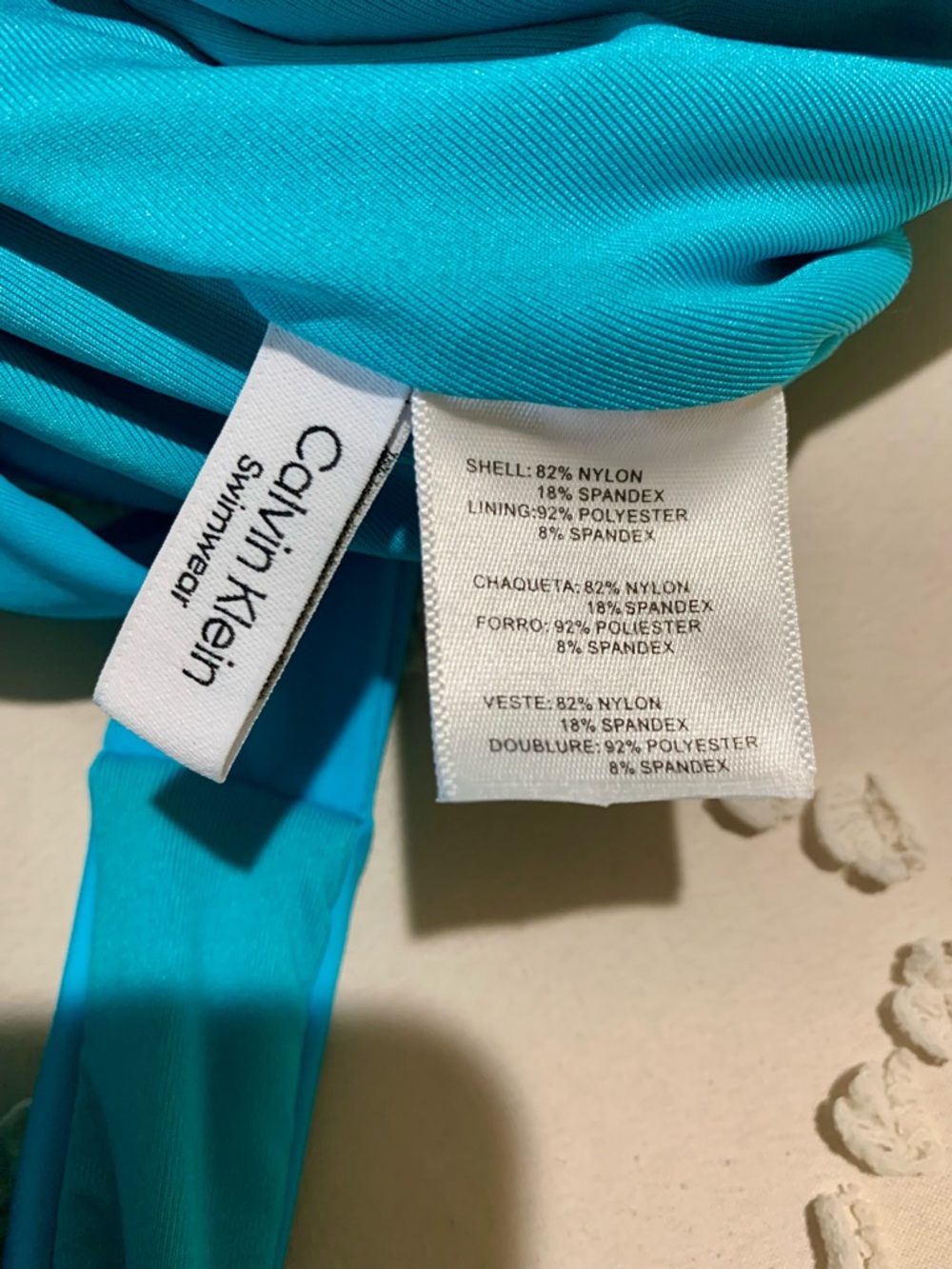 Calvin Klein Bright Turquoise One-Piece Swimsuit with Twist Front - Picture 6 of 7